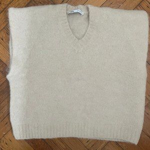 ZARA sleeveless angora ivory sweater sz M